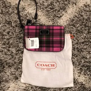 Coach Plaid Wristlet